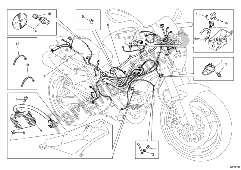 Alle onderdelen voor de Kabelboom van de Ducati Monster 795 EU Thailand 2012